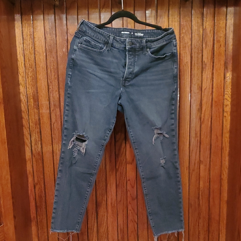 ❤️ OLD NAVY Distressed Bluish Black Women Jeans Size 10